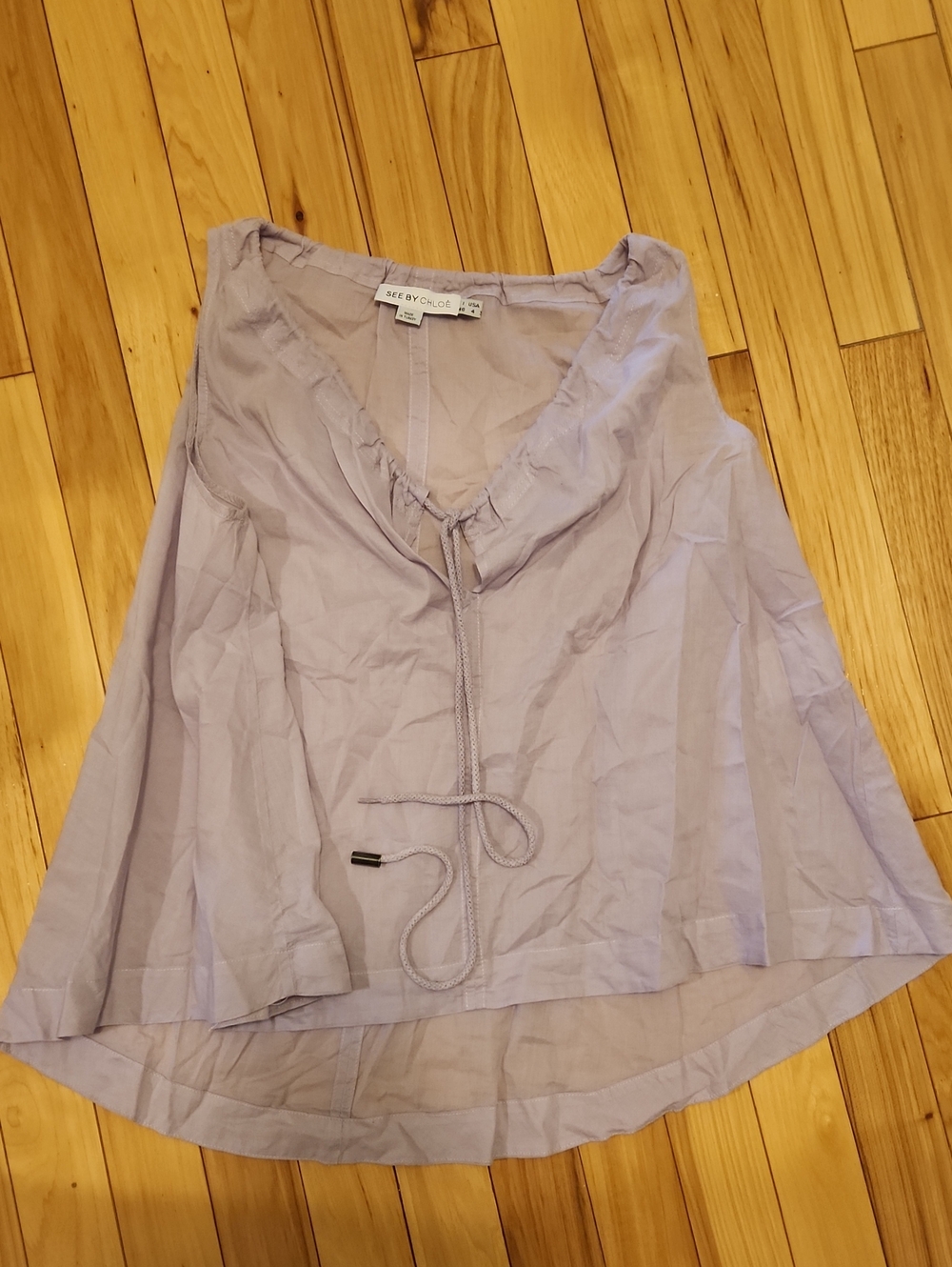 See By Chloé Lavender Drawstring V-Neck Blouse